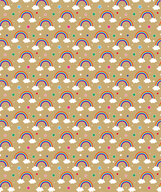 Rainbow Cloud & Star Eco-friendly Kraft Wrapping Paper Recycled RUSPEPA