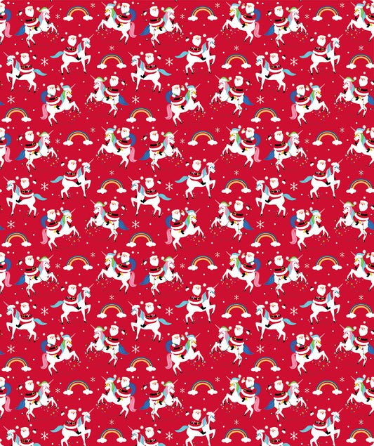 Red Unicorn Santa Claus Wrapping Paper Roll Wholesale Wrapholic