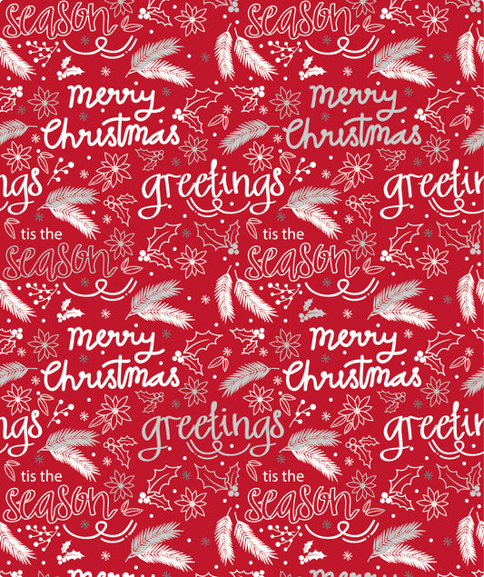 Red & White Christmas Greeting Foil Wrapping Paper Roll Wholesale Wrapholic
