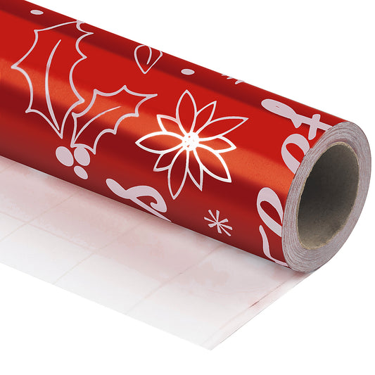 Red & White Christmas Greeting Foil Wrapping Paper Roll Wholesale Wrapholic