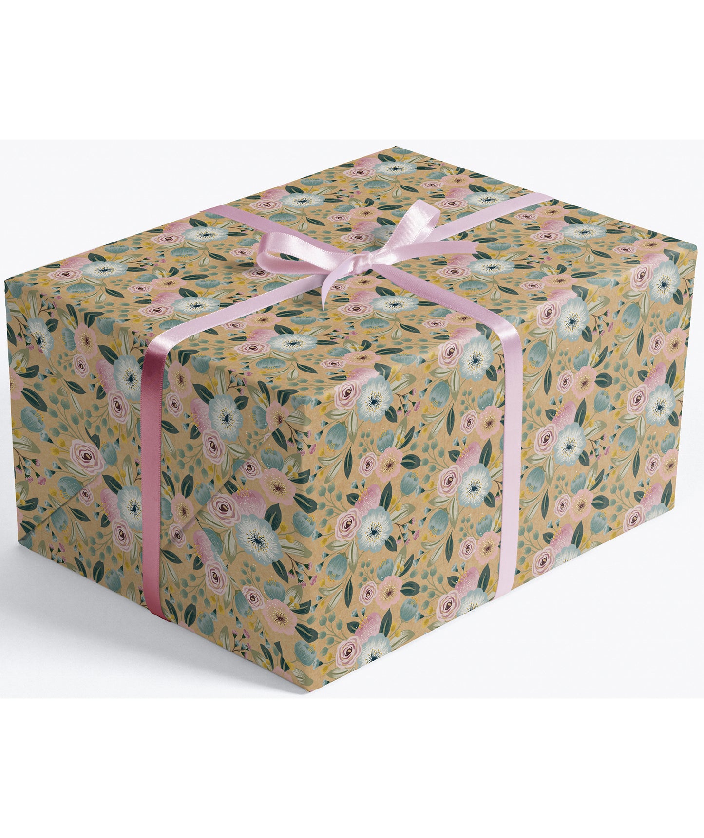 Retro Spring Floral Eco-Friendly Kraft Wrapping Paper Recycled RUSPEPA