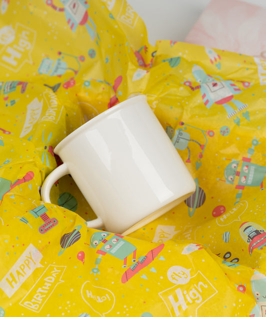 Rocket Bot Bright Yellow Birthday Tissue Paper 20" x 30" Bulk Wholesale Wrapaholic