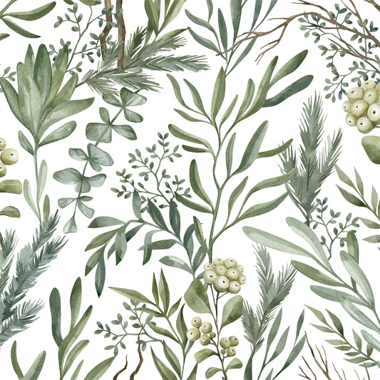 Watercolor Winter Leaves Flat Wrapping Paper Sheet Wholesale Wraphaholic