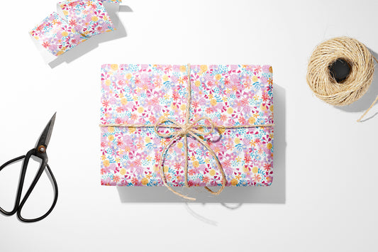 Warm Colored Bloom Flat Wrapping Paper Sheet Wholesale Wraphaholic