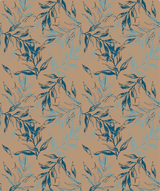 Watercolor Blueness Leaf Eco-Friendly Kraft Wrapping Paper Recycled RUSPEPA