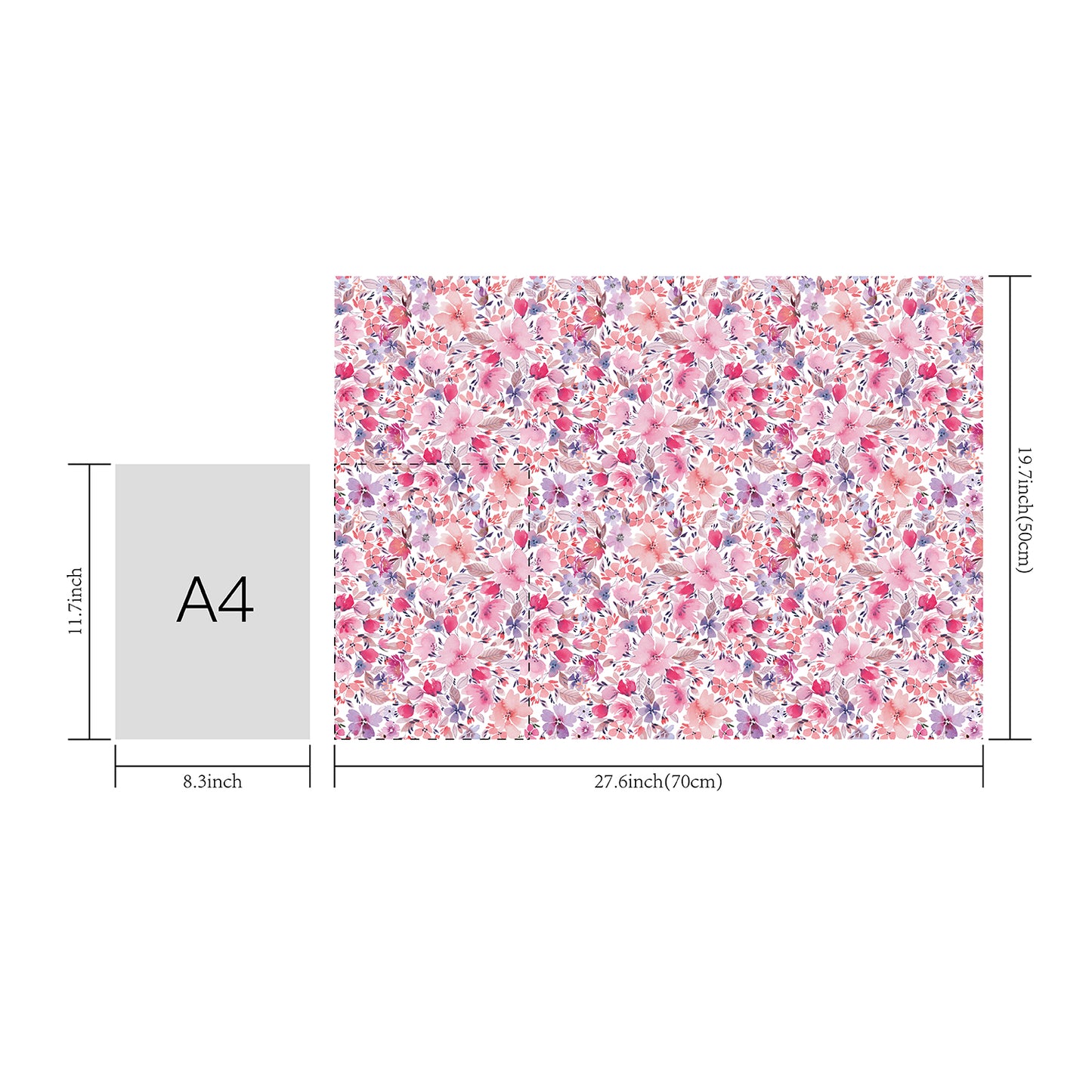 Watercolor Pink Flowers Flat Wrapping Paper Sheet Wholesale Wraphaholic