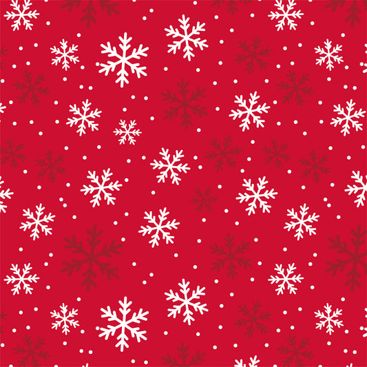 White and Red Snowflakes Flat Wrapping Paper Sheet Wholesale Wraphaholic