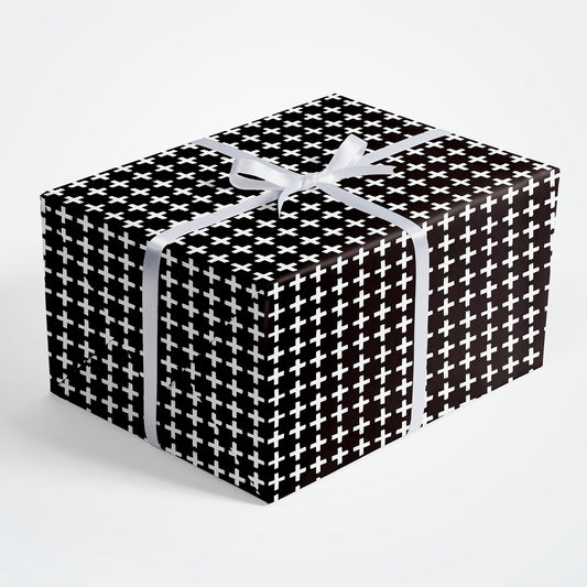 White and Black Cross Flat Wrapping Paper Sheet Wholesale Wraphaholic