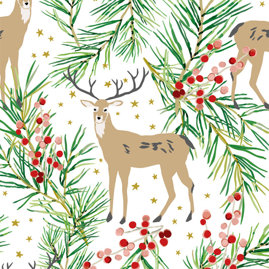 Winter Forest Reindeer Flat Wrapping Paper Sheet Wholesale Wraphaholic