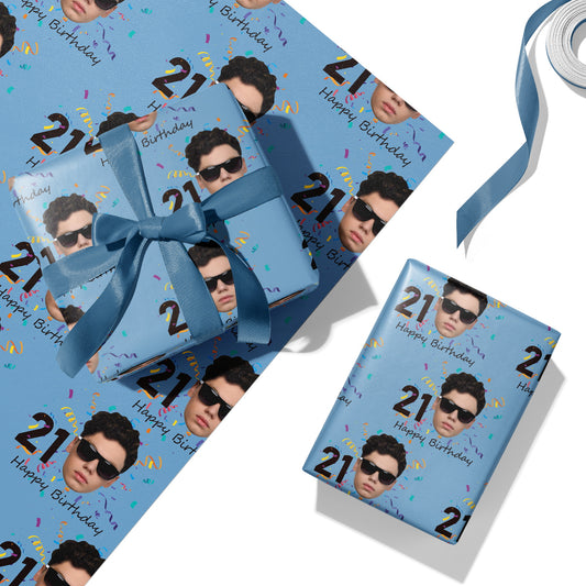 [Customized] Funny Face Photo Happy Birthday Wrapping Paper