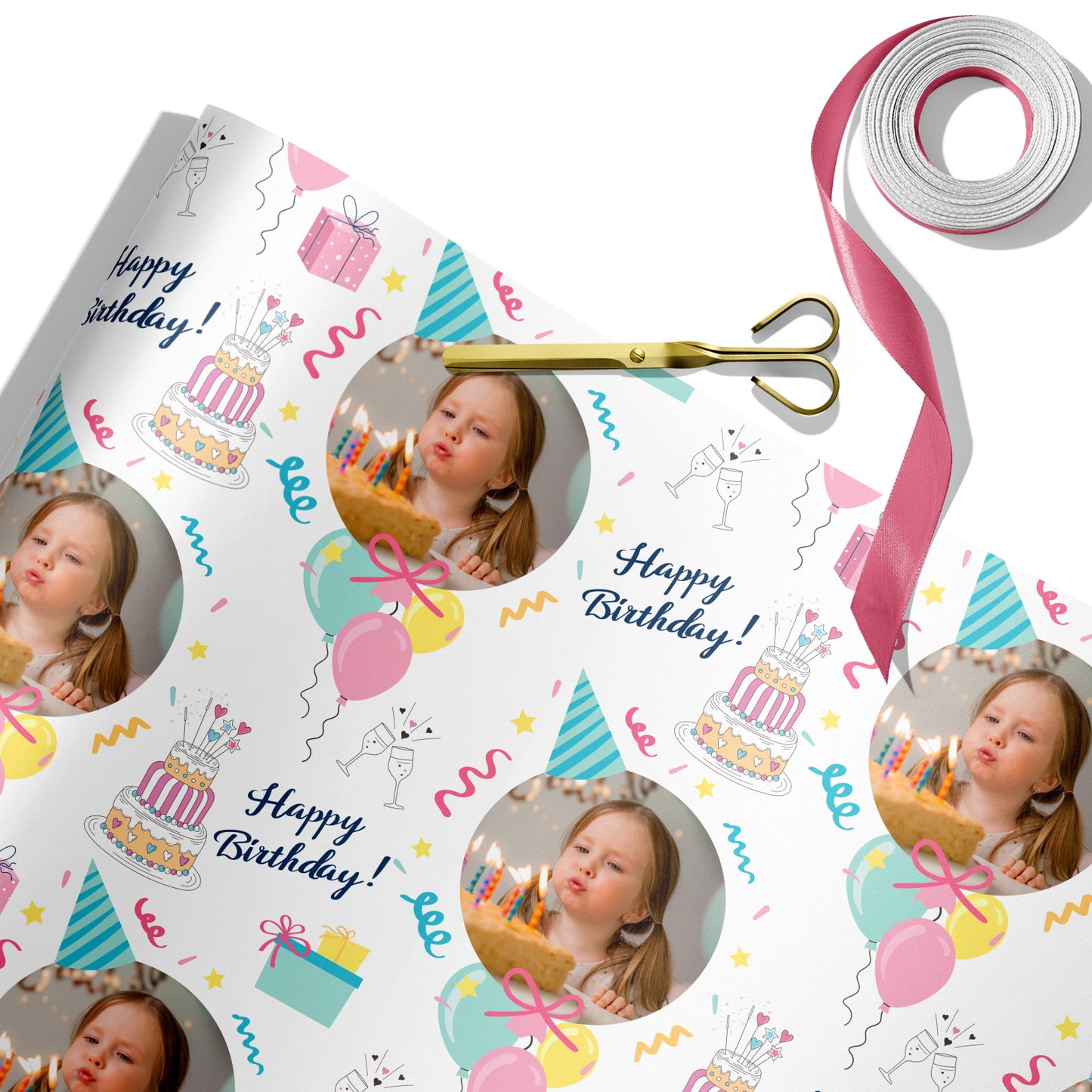 [Customized]Cute baby photo birthday wrapping paper