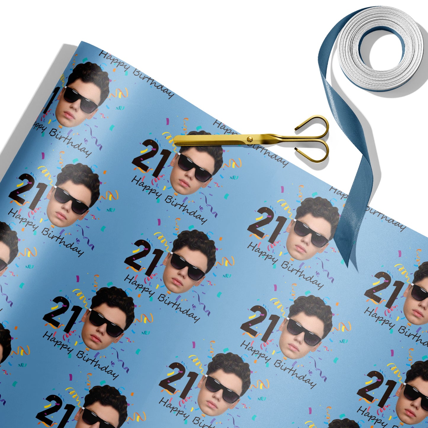 [Customized] Funny Face Photo Happy Birthday Wrapping Paper