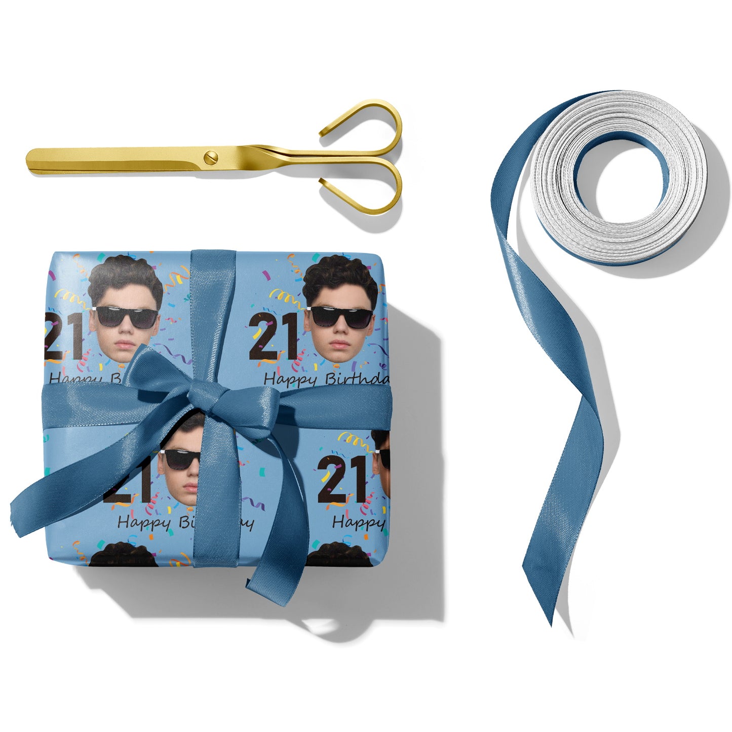 [Customized] Funny Face Photo Happy Birthday Wrapping Paper