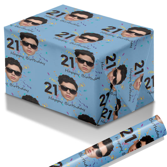 [Customized] Funny Face Photo Happy Birthday Wrapping Paper