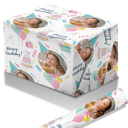 [Customized]Cute baby photo birthday wrapping paper