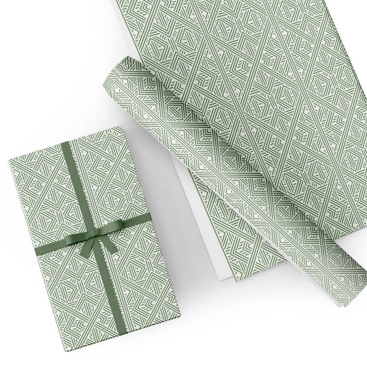 Green Geometry Flat Wrapping Paper Sheet Wholesale Wraphaholic