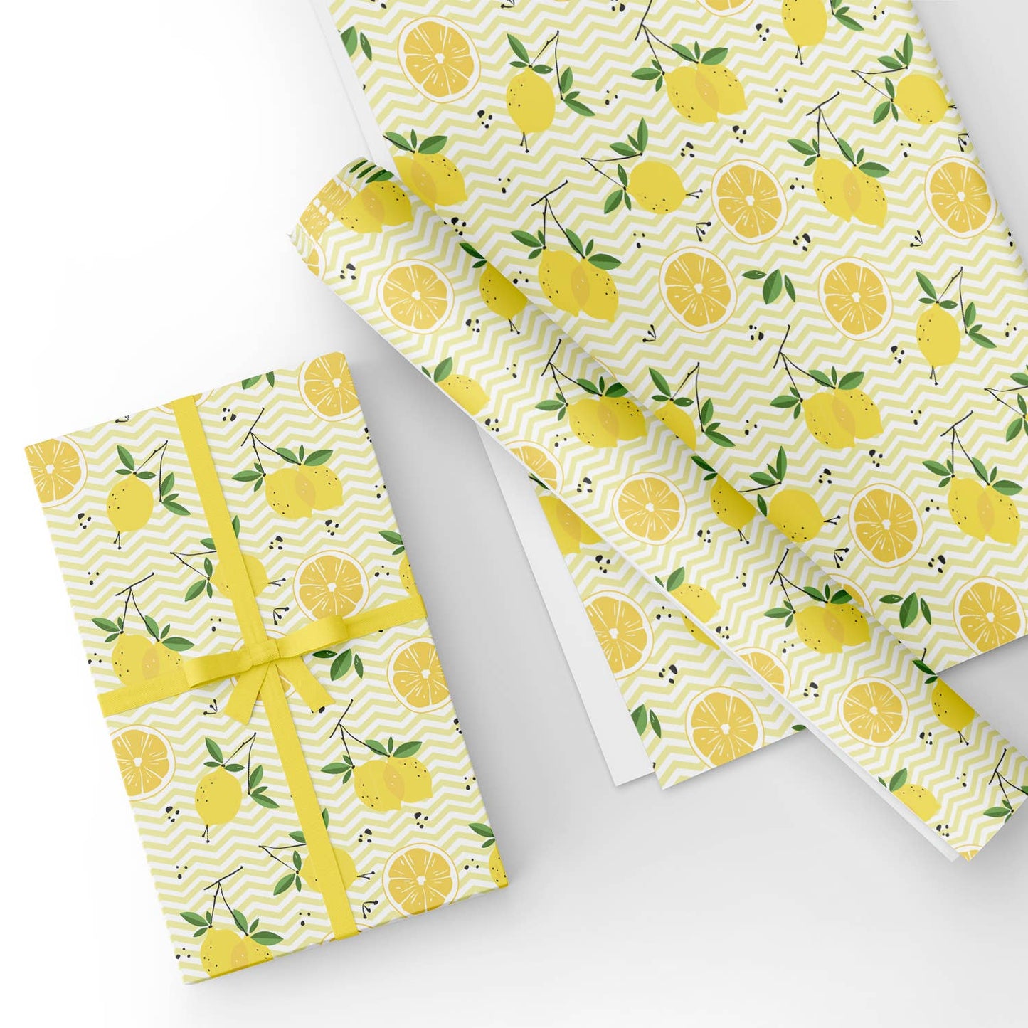 Sliced Lemon Flat Wrapping Paper Sheet Wholesale Wraphaholic