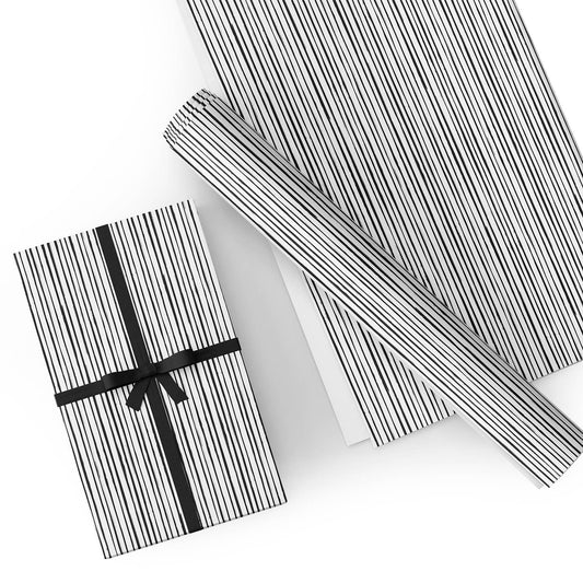 Black and White Vertical Stripes Flat Wrapping Paper Sheet Wholesale Wraphaholic