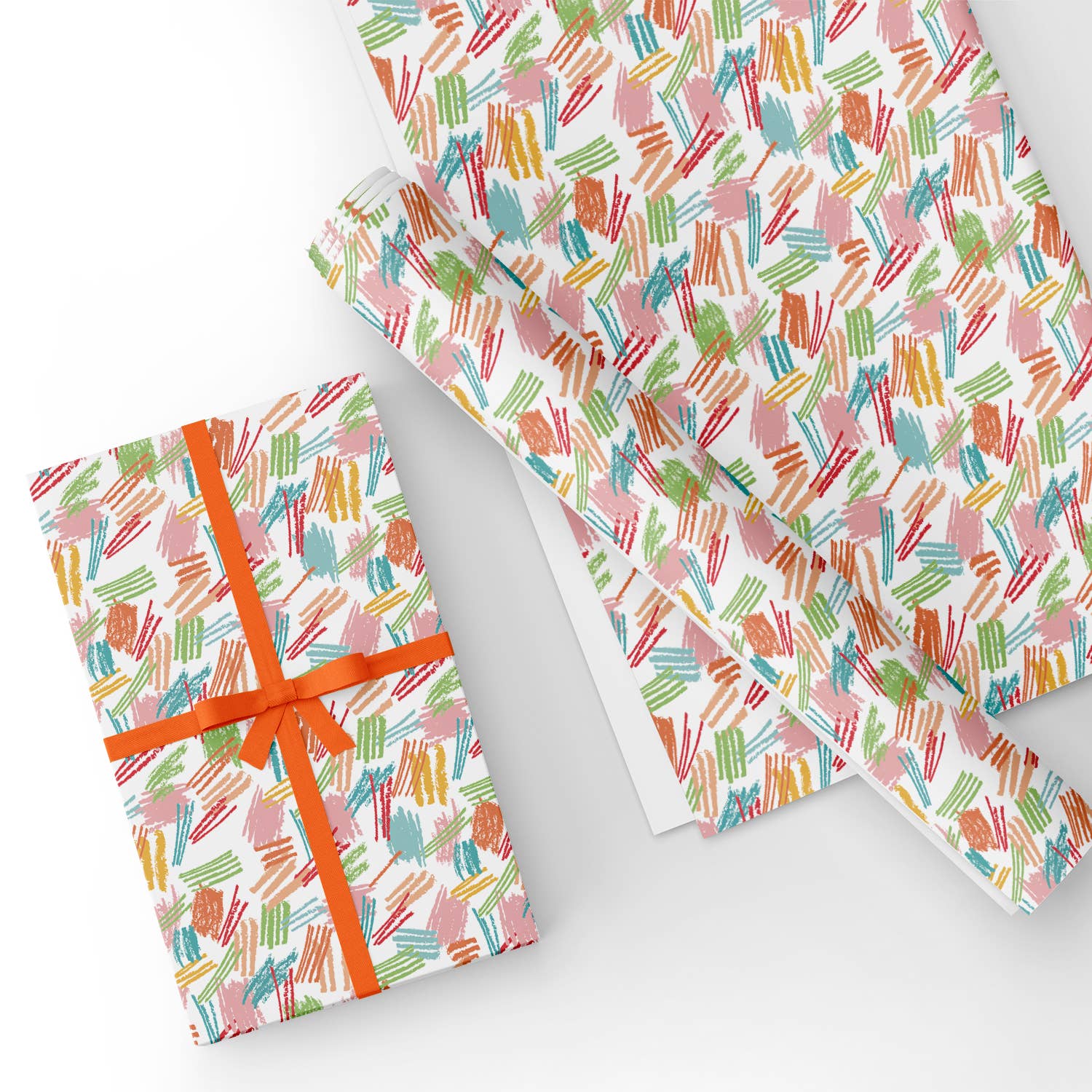 Colorful Line Segment Flat Wrapping Paper Sheet Wholesale Wraphaholic