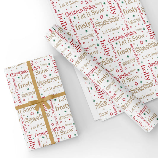 Snowy Christmas Flat Wrapping Paper Sheet Wholesale Wraphaholic
