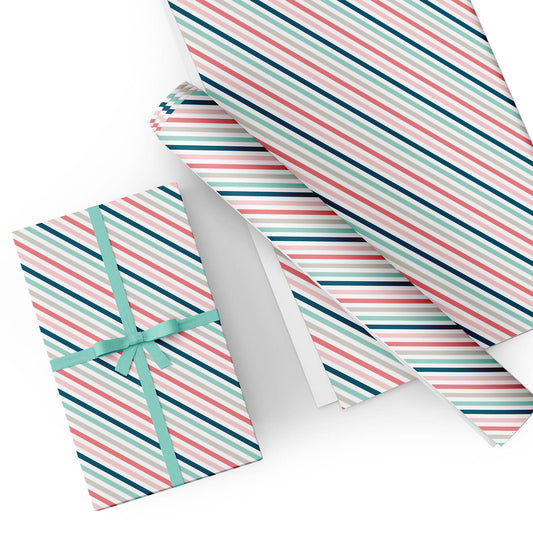 Rainbow Diagonal Stripes Flat Wrapping Paper Sheet Wholesale Wraphaholic