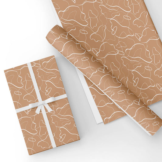 Abstract Line Drawing Flat Wrapping Paper Sheet Wholesale Wraphaholic