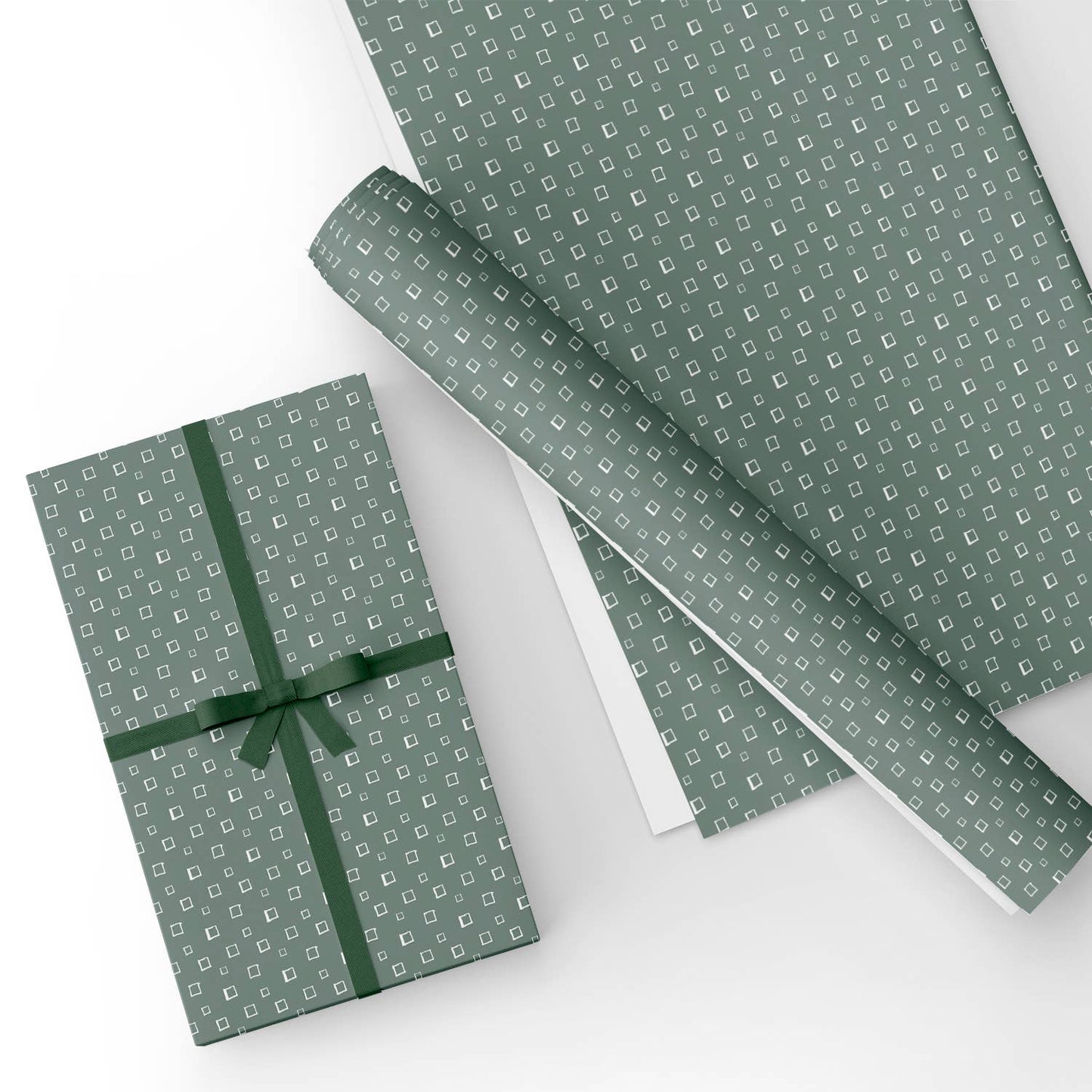Square Green Flat Wrapping Paper Sheet Wholesale Wraphaholic