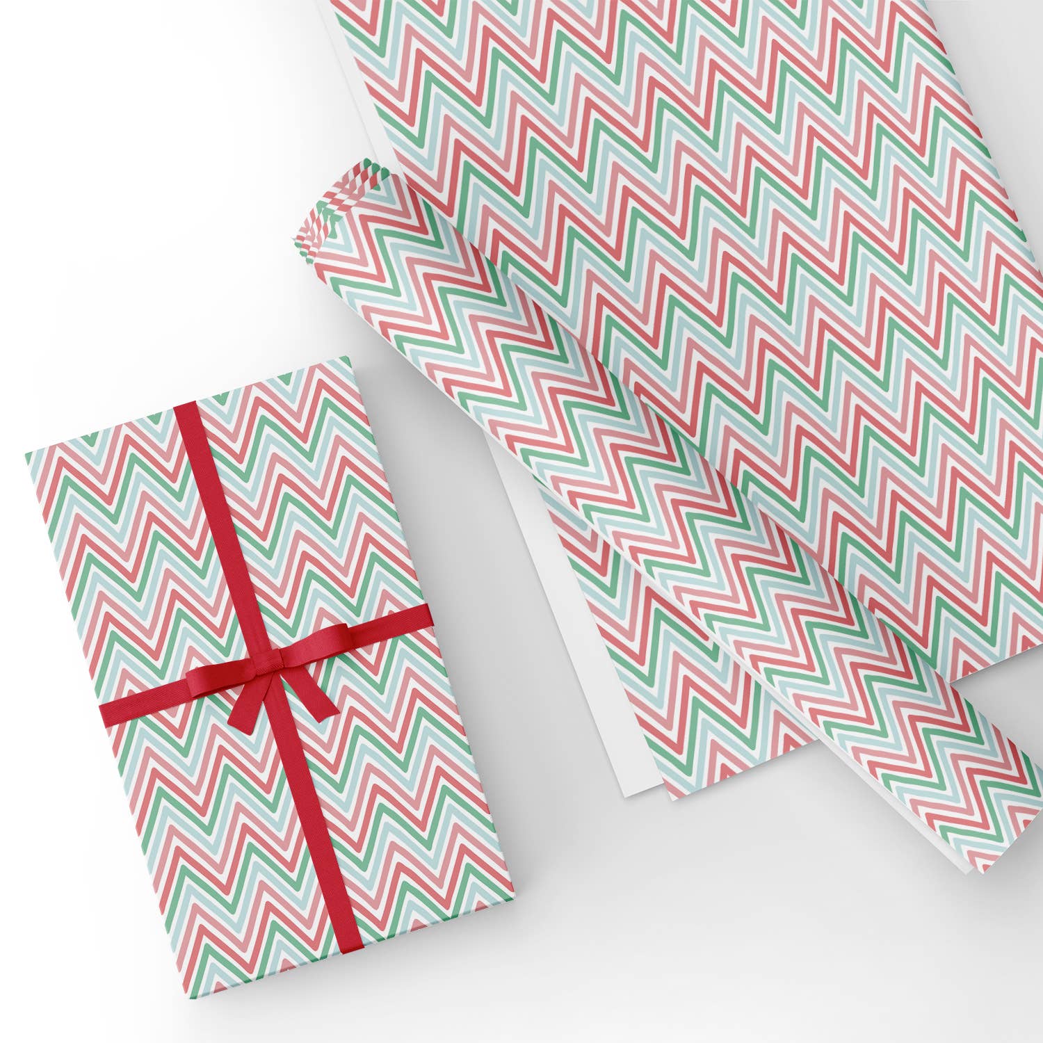 Wave Red Green Flat Wrapping Paper Sheet Wholesale Wraphaholic