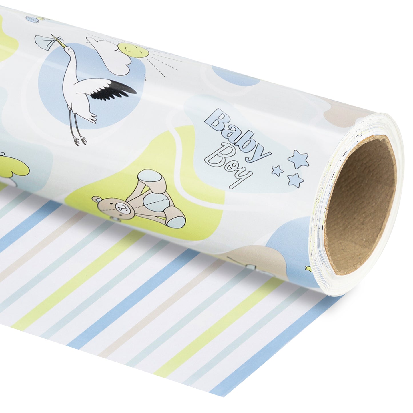 Baby Shower Boy Wrapping Paper wtih Cross Stripe Jumbo Roll Wholesale Wrapaholic