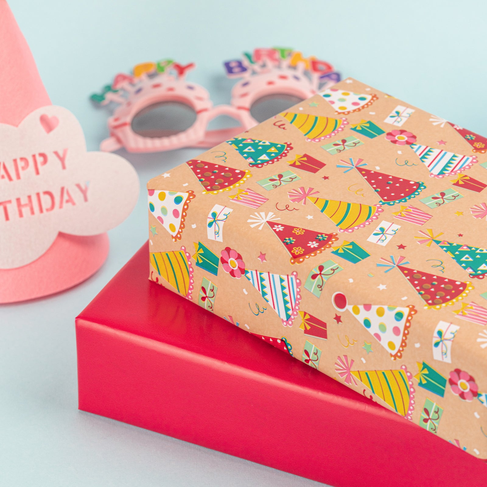 Birthday Hat Wrapping Paper with Fuchsia Jumbo Roll Wholesale Wrapaholic