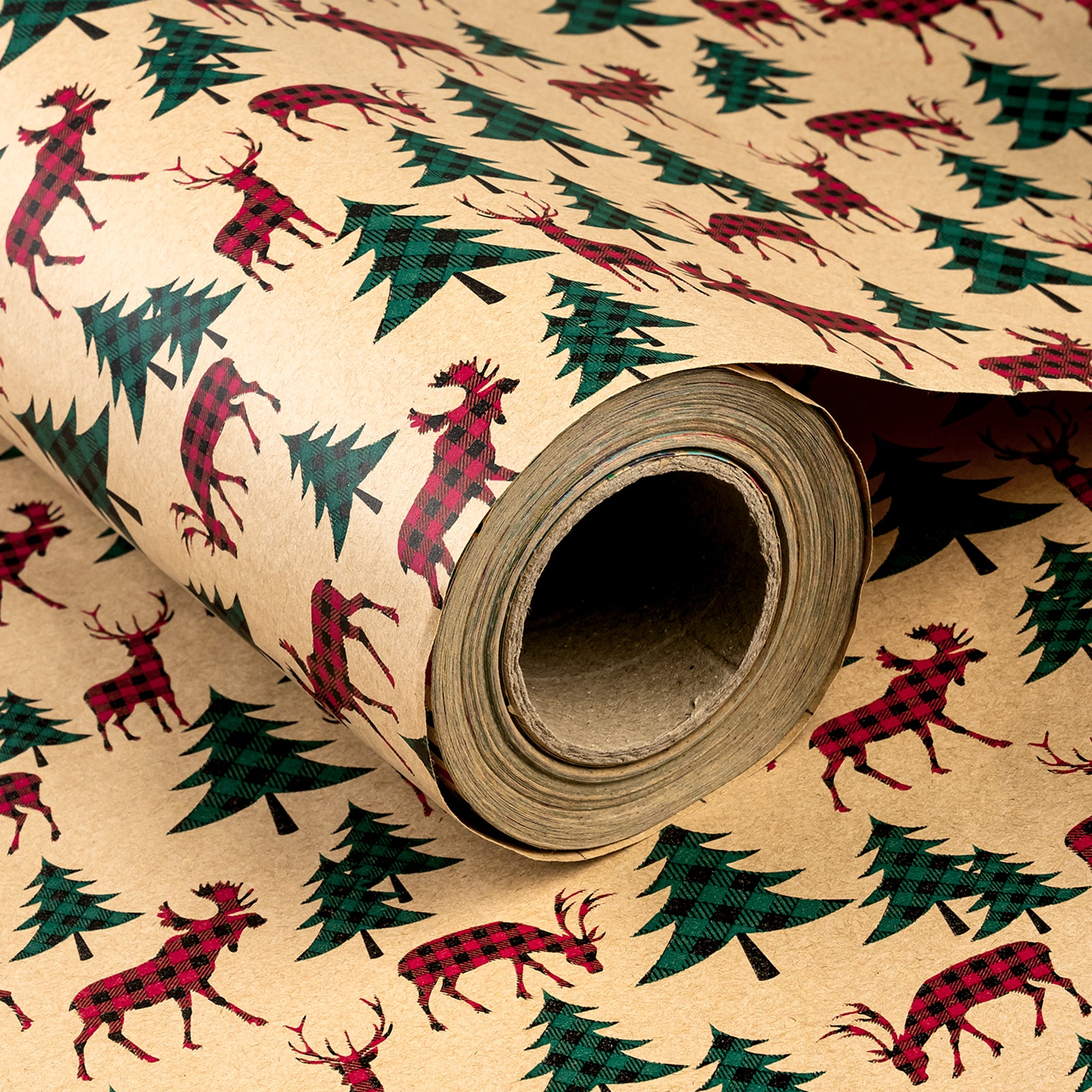 Buffalo Plaid Animals Christmas Kraft Wrapping Paper Roll RUSPEPA Wholesale Ream