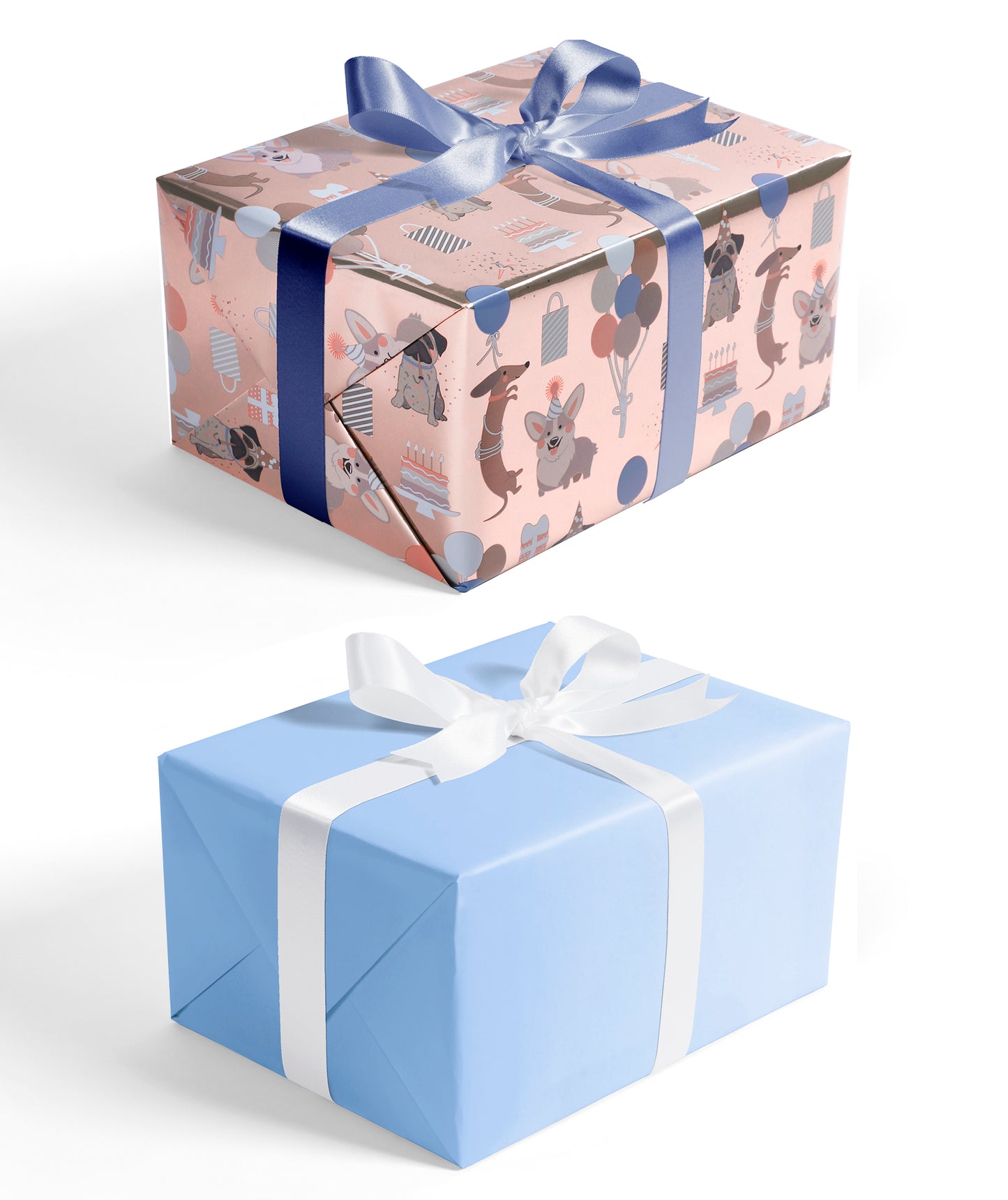 Cat & Dog Birthday Wrapping Paper with Light Blue Color Packing Paper Supply Wrapaholic