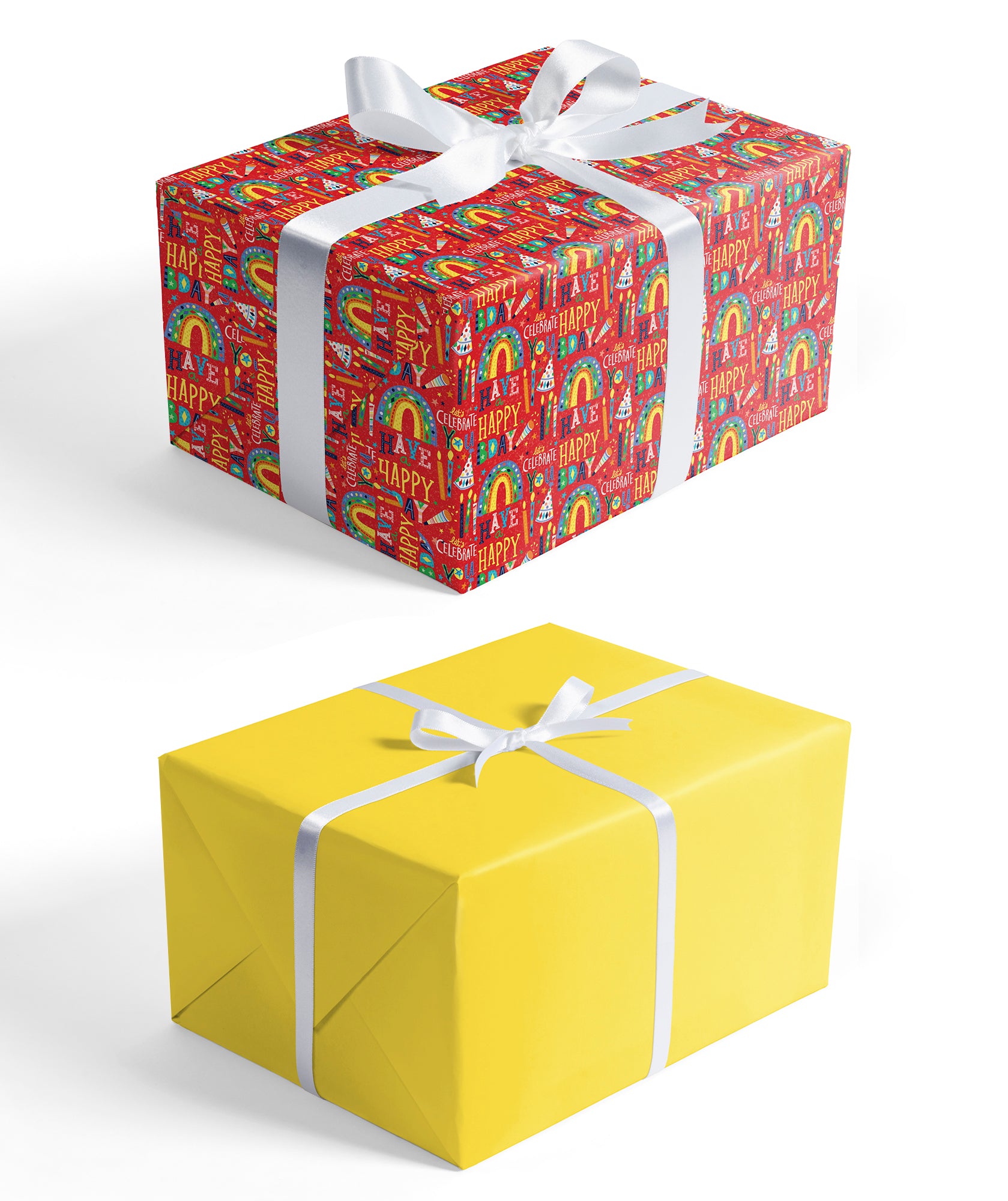 Celebrate Meledy Birthday Wrapping Paper with Yellow Polka Dot Jumbo Roll Wholesale Wrapaholic