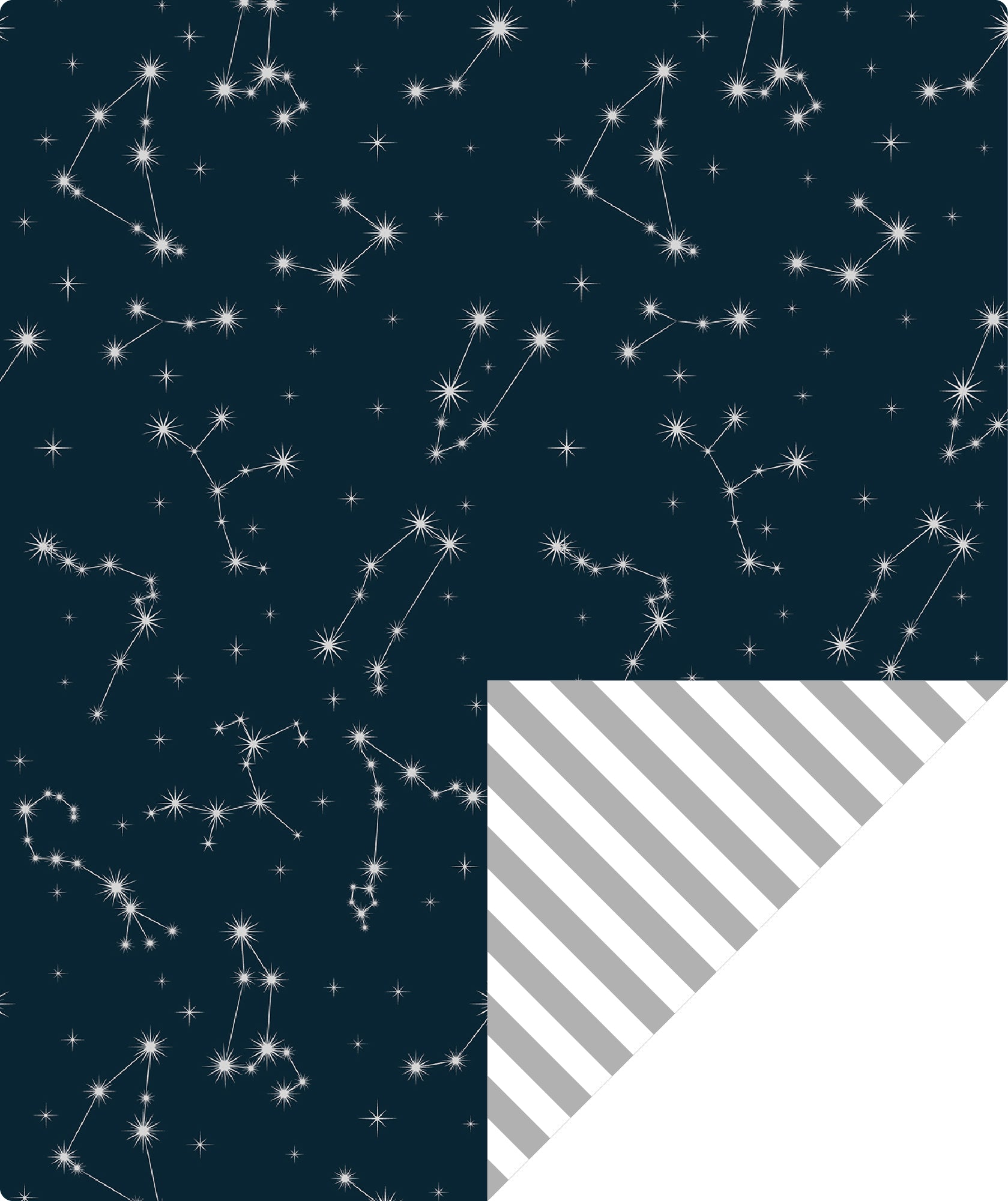 Constellation Night Foil Wrapping Paper wtih Gary Stripe Packing Paper Supply Wrapaholic
