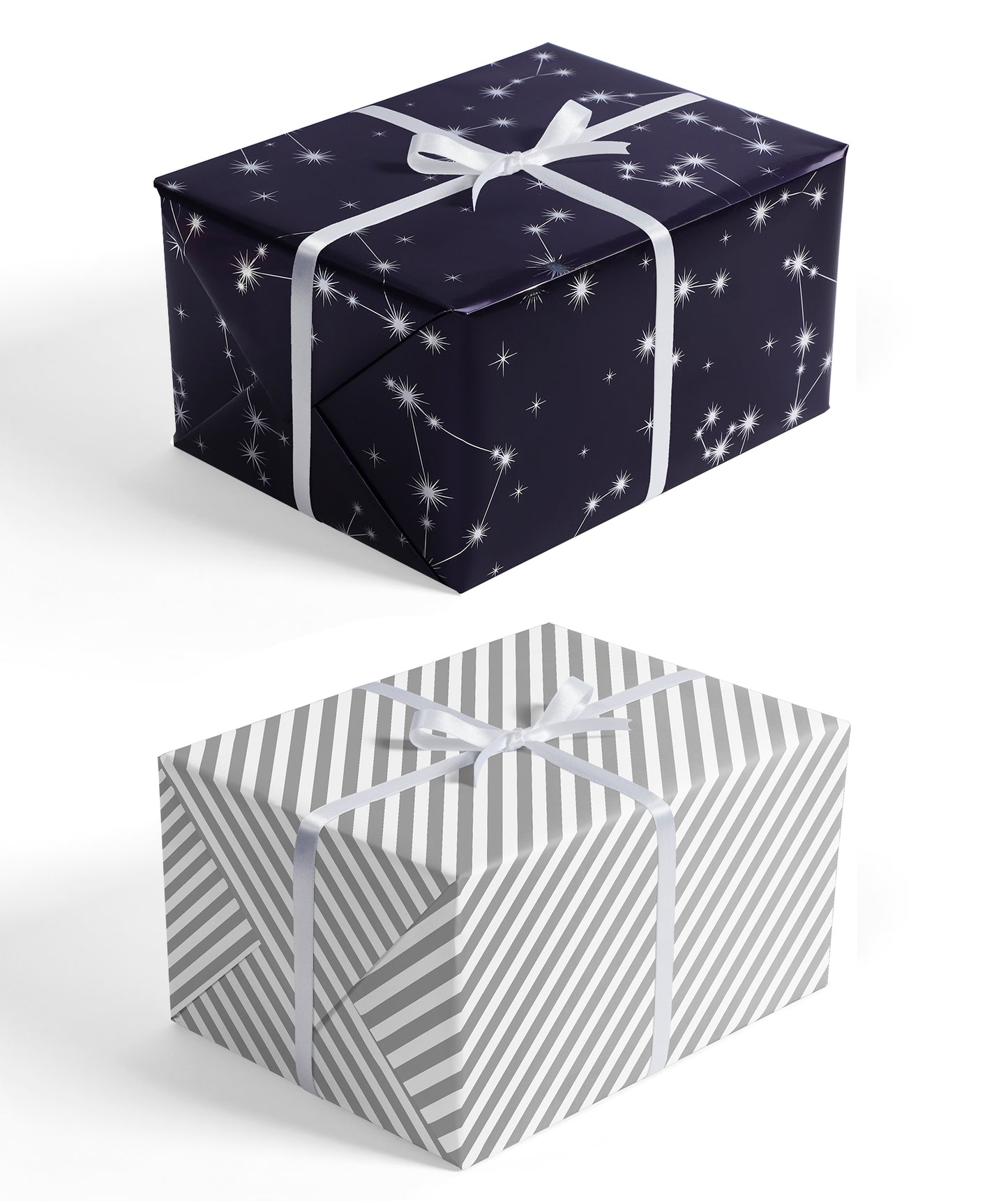 Constellation Night Foil Wrapping Paper wtih Gary Stripe Packing Paper Supply Wrapaholic
