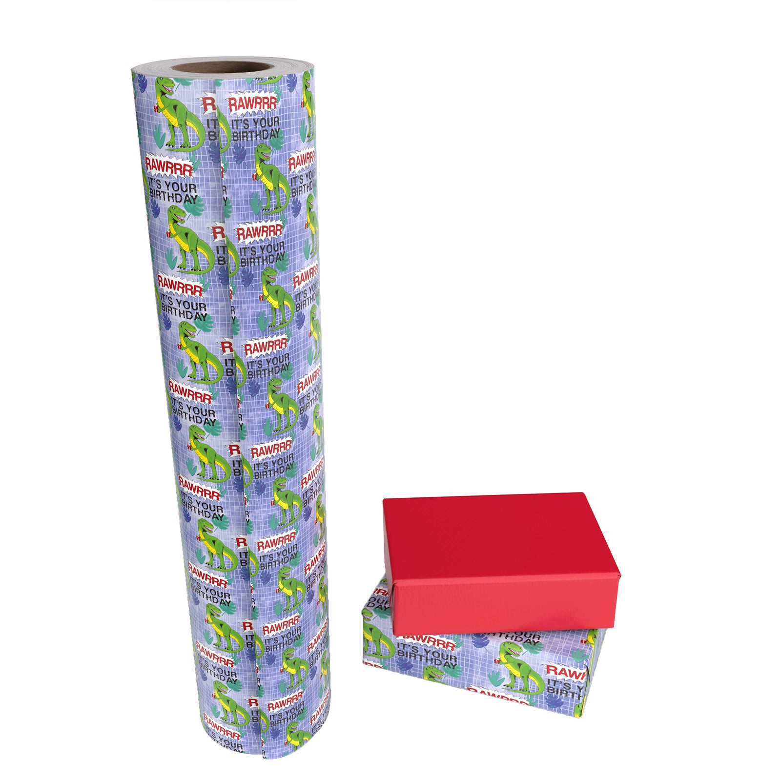 Dinosaur Birthday Wrapping Paper with Red Color Packing Paper Supply Wrapaholic