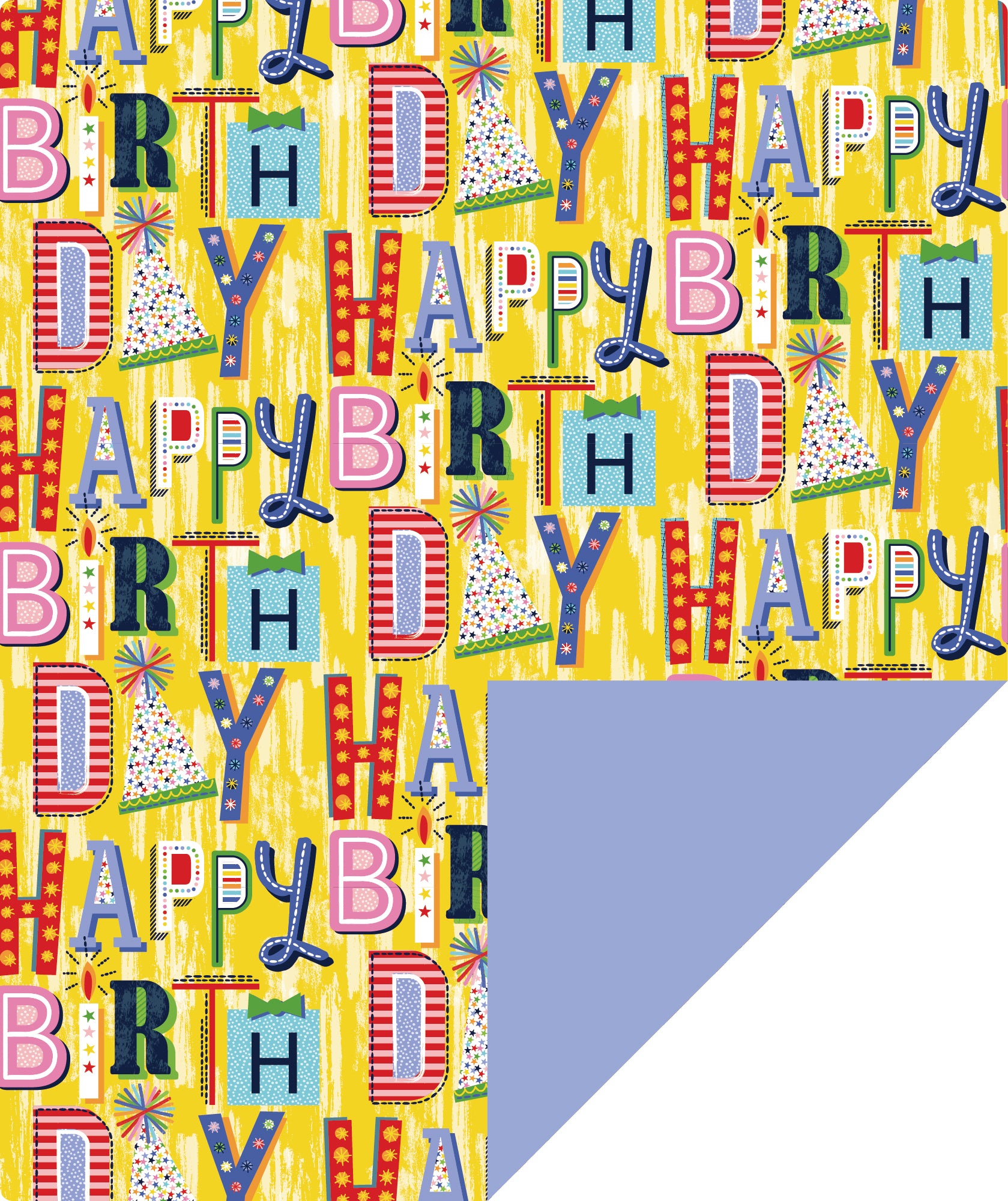 Celebrate Meledy Birthday Wrapping Paper with Yellow Polka Dot Jumbo Roll Wholesale Wrapaholic