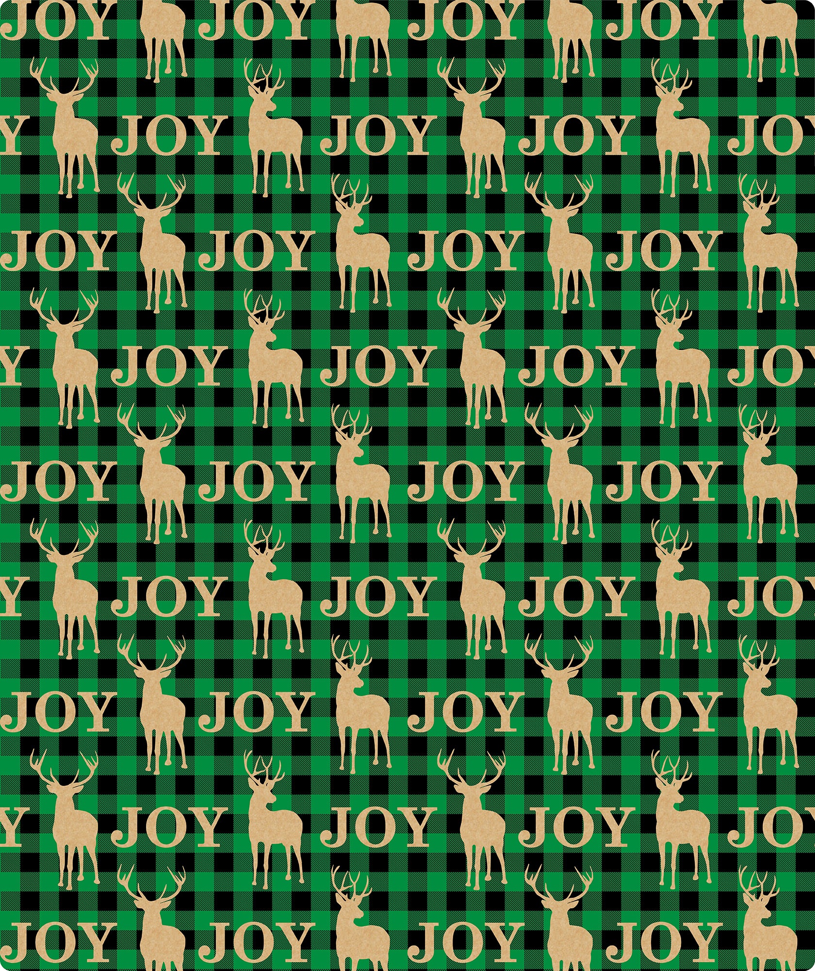 Joy & Reindeer Green Christmas Kraft Wrapping Paper Roll RUSPEPA Wholesale Ream
