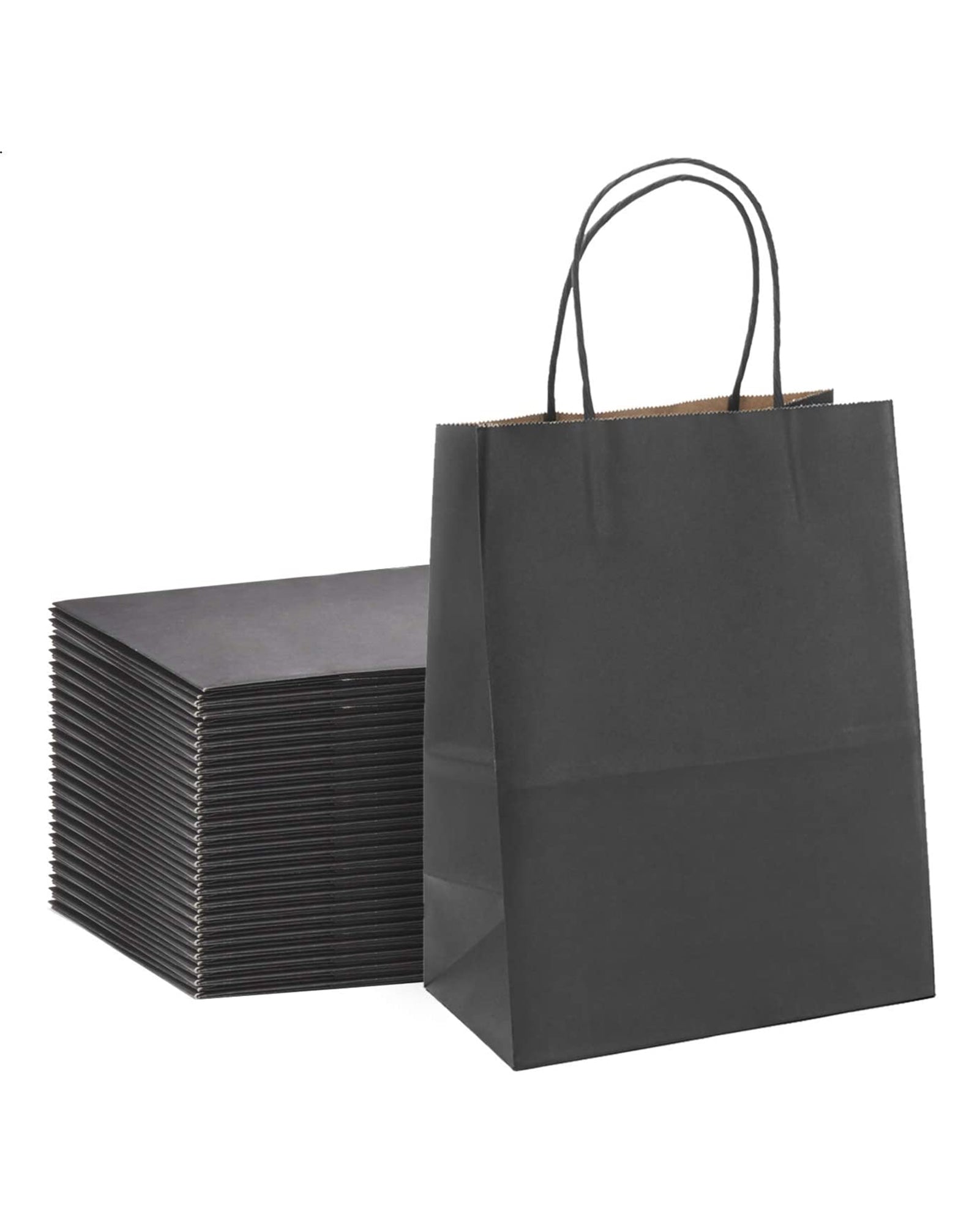 Kraft Paper Gift Bags with Handle 10" x 5" x 13" - Black Bulk Pack RUSPEPA