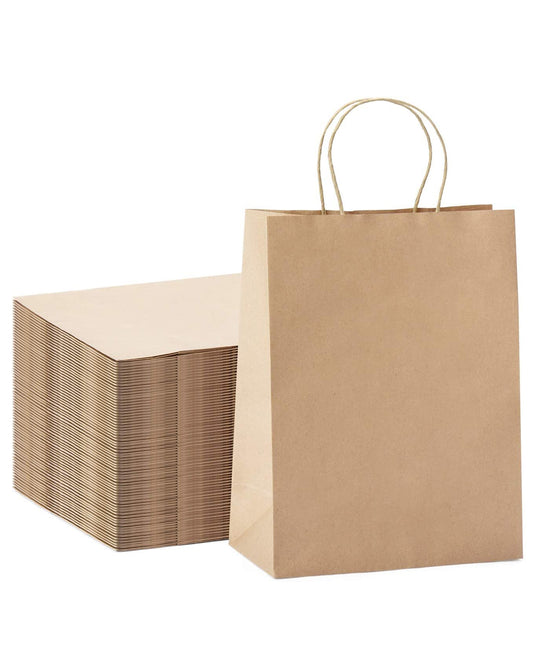 Kraft Paper Gift Bags with Handle 10" x 5" x 13" - Brown Bulk Pack RUSPEPA