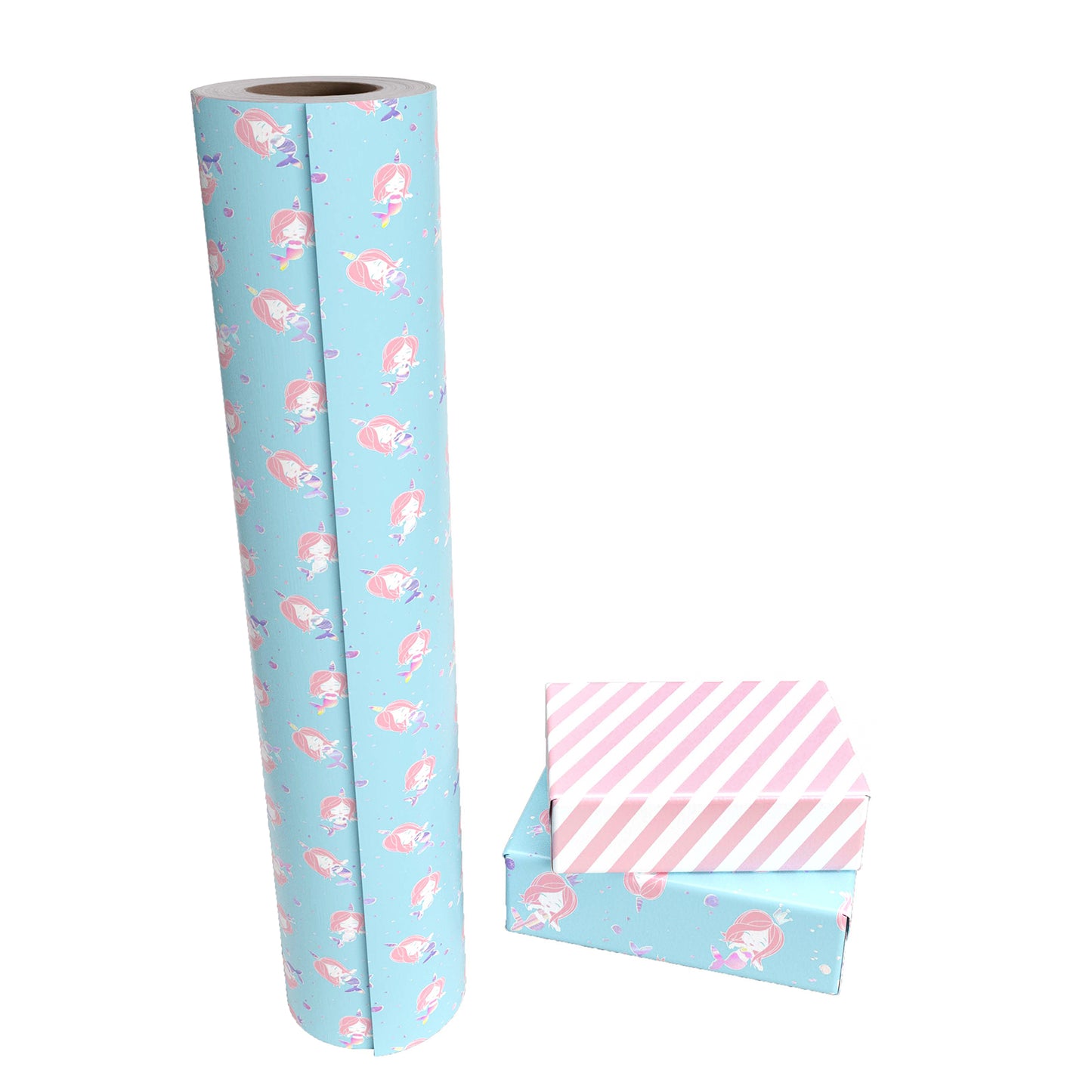 Little Mermaid Blue Wrapping Paper with Pink Stripe Packing Paper Supply Wrapaholic