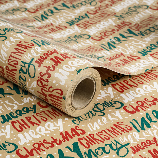 Merry Christmas Xmas Kraft Wrapping Paper Roll RUSPEPA Wholesale Ream