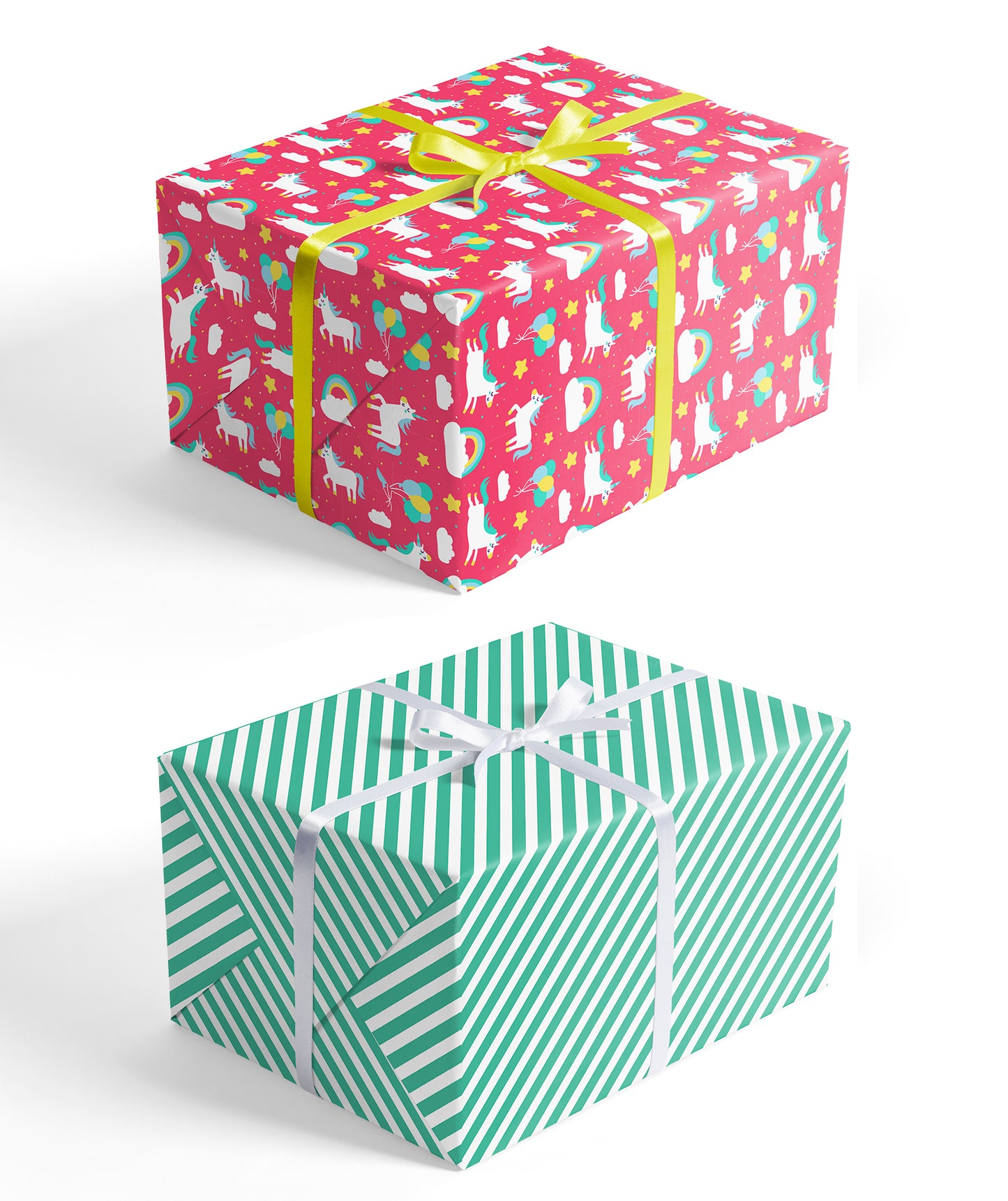 Rainbow Pony Girl's Birthday Wrapping Paper with Green Stripe Jumbo Roll Wholesale Wrapaholic