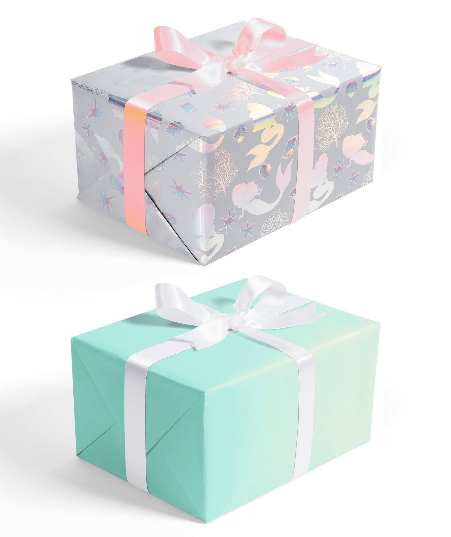 Sea Mermaid Holographic Foil Wrapping Paper with Blue Color Packing Paper Supply Wrapaholic