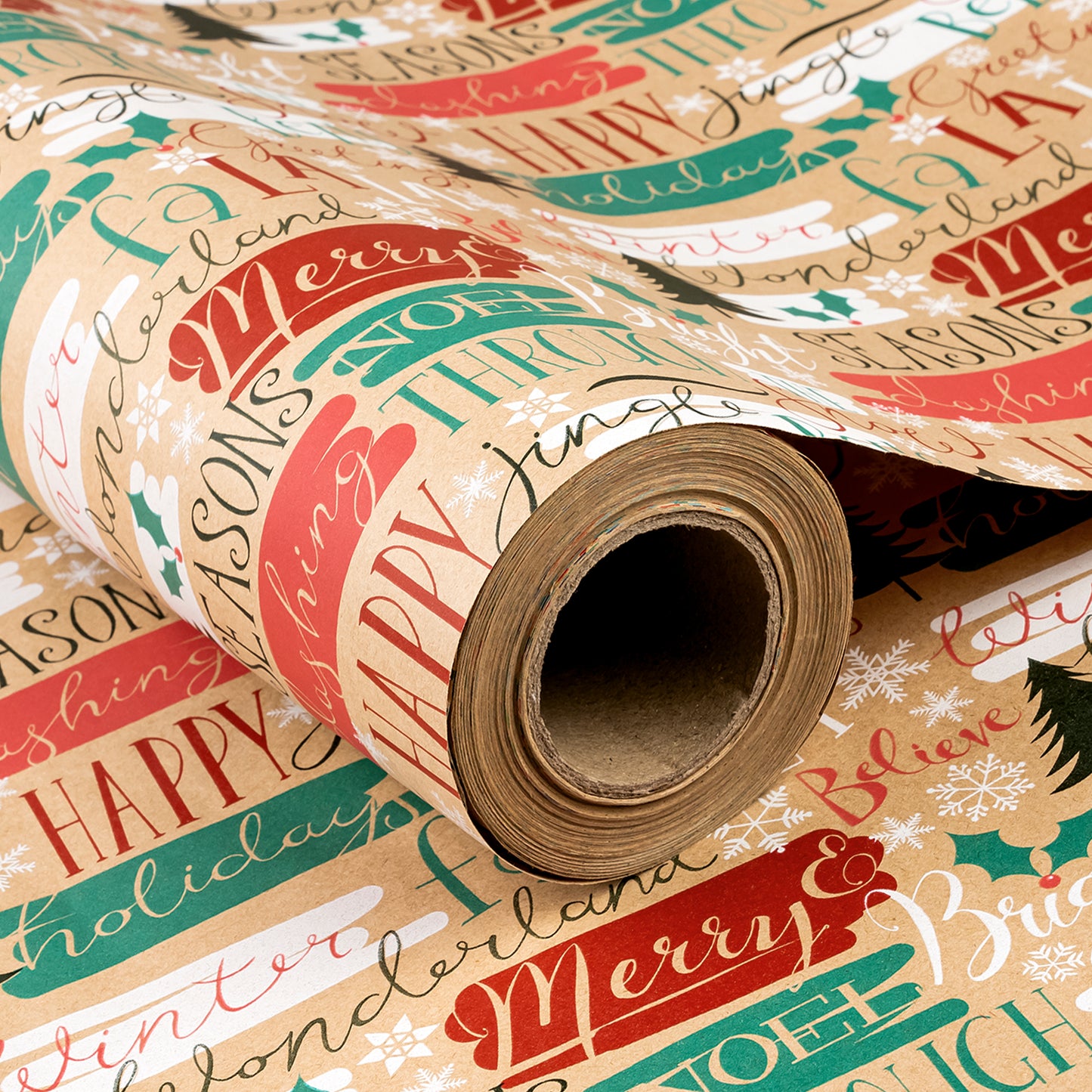 Seasons Greeting Christmas Kraft Wrapping Paper Roll RUSPEPA Wholesale Ream