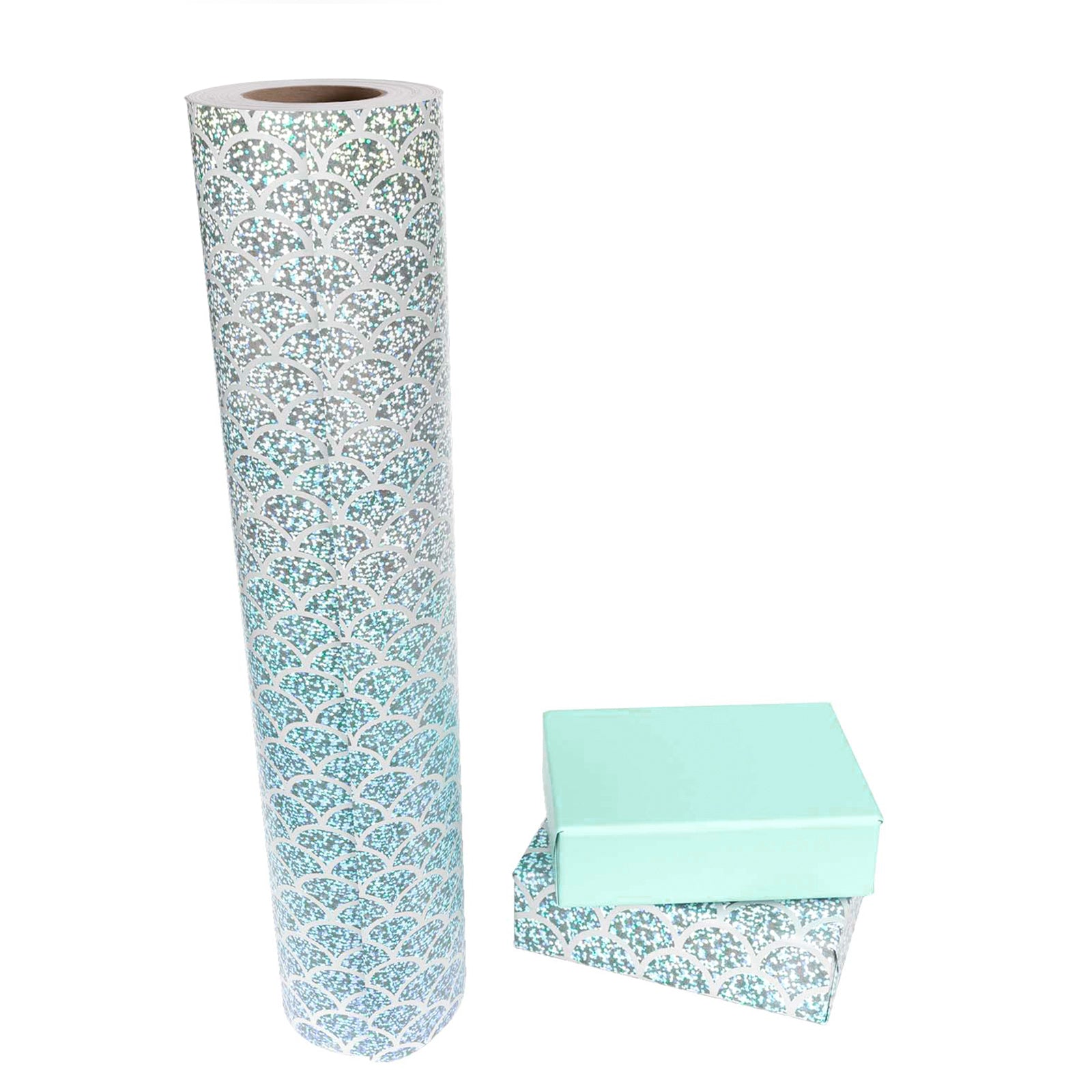 Shiny Scale Holographic Foil Wrapping Paper wtih Light Blue Color Packing Paper Supply Wrapaholic