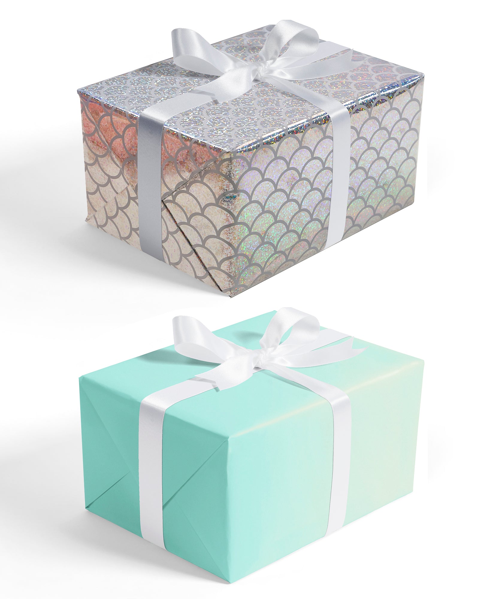 Shiny Scale Holographic Foil Wrapping Paper wtih Light Blue Color Packing Paper Supply Wrapaholic