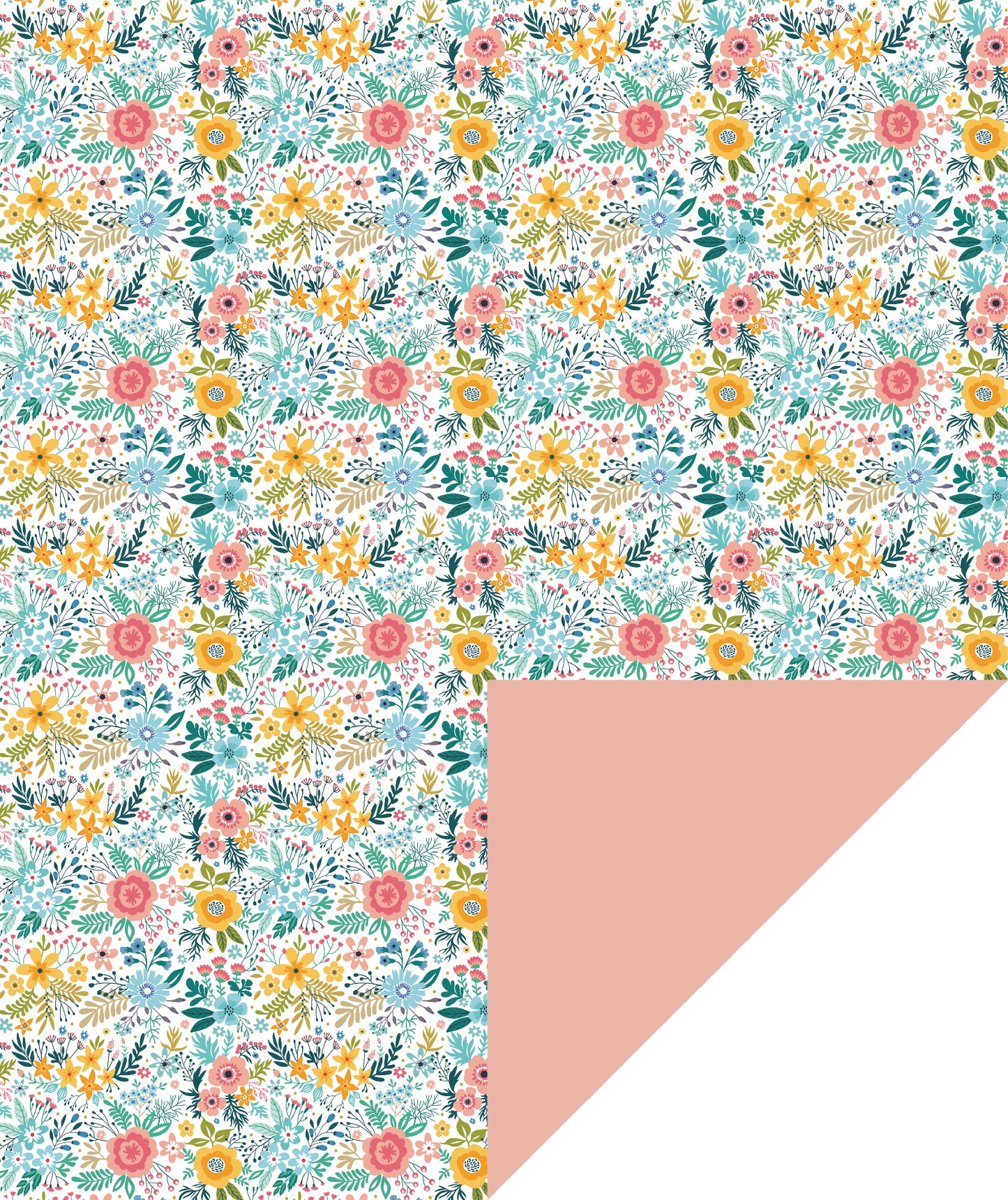 Spring Flowers & Plants Wrapping Paper with Brush Pink Color Packing Paper Supply Wrapaholic