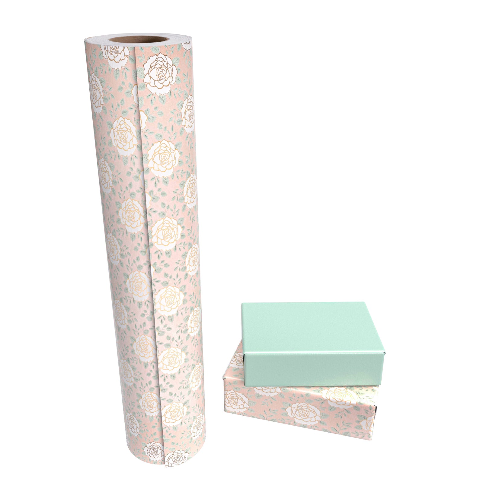 Wedding Rose Glossy Wrapping Paper with Mint Color Packing Paper Supply Wrapaholic