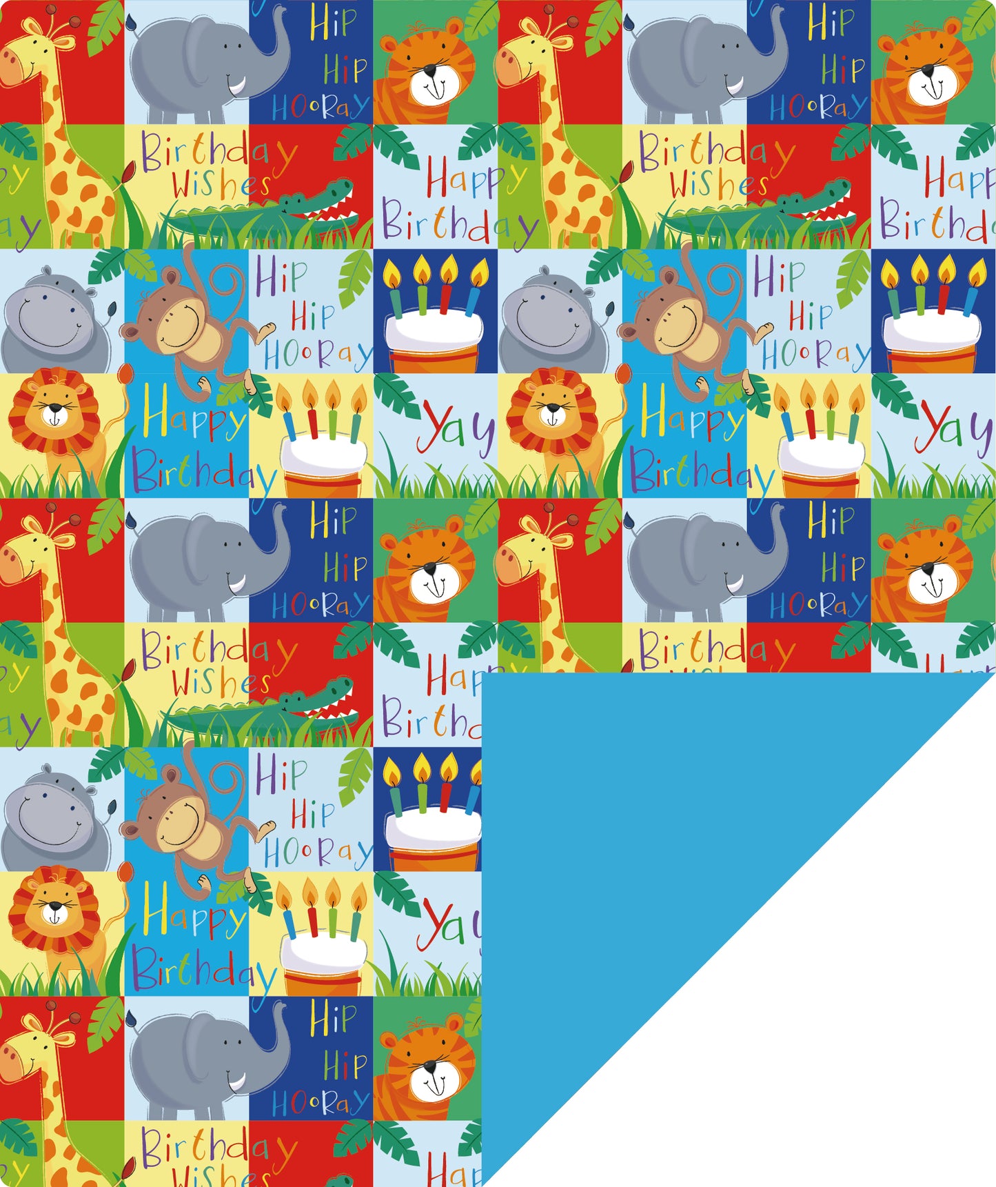 Wild Animal Print Wrapping Paper with Blue Color Packing Paper Supply Wrapaholic
